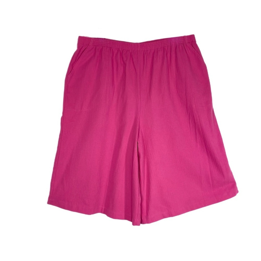 Blair Women’s Pink Crinkle Texture Pull-On Culottes Shorts